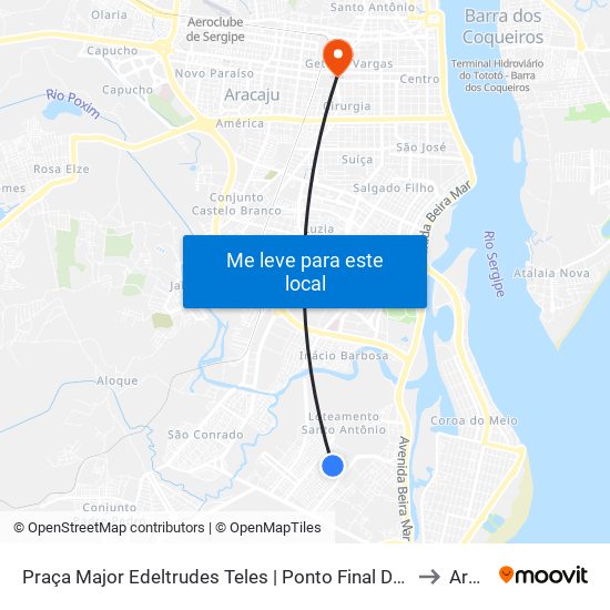 Praça Major Edeltrudes Teles | Ponto Final Do Conjunto Augusto Franco to Aracaju map