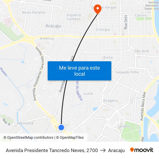 Avenida Presidente Tancredo Neves, 2700 to Aracaju map