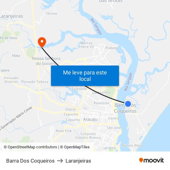 Barra Dos Coqueiros to Laranjeiras map