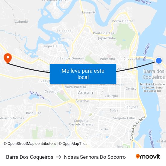 Barra Dos Coqueiros to Nossa Senhora Do Socorro map