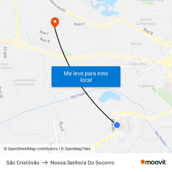 São Cristóvão to Nossa Senhora Do Socorro map