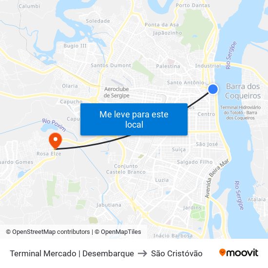 Terminal Mercado | Desembarque to São Cristóvão map