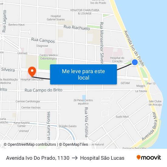 Avenida Ivo Do Prado, 1130 to Hospital São Lucas map