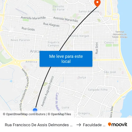 Rua Francisco De Assis Delmondes Pereira Freitas 170 to Faculdade Fanese map