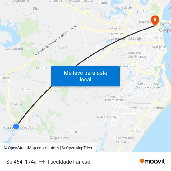Se-464, 174a to Faculdade Fanese map