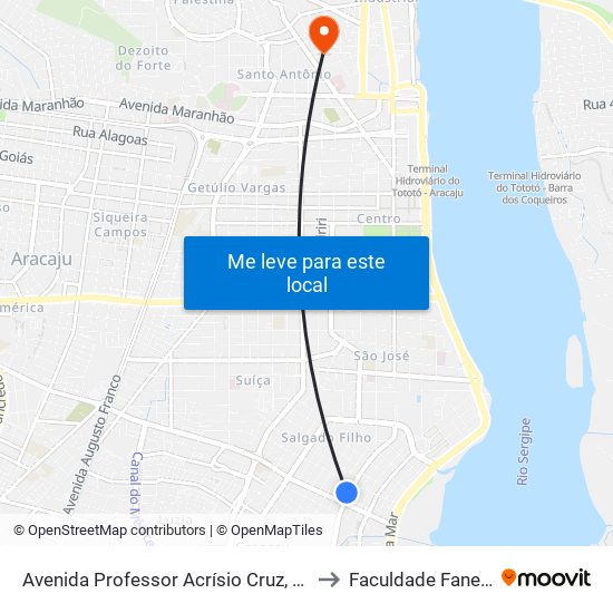 Avenida Professor Acrísio Cruz, 414 to Faculdade Fanese map