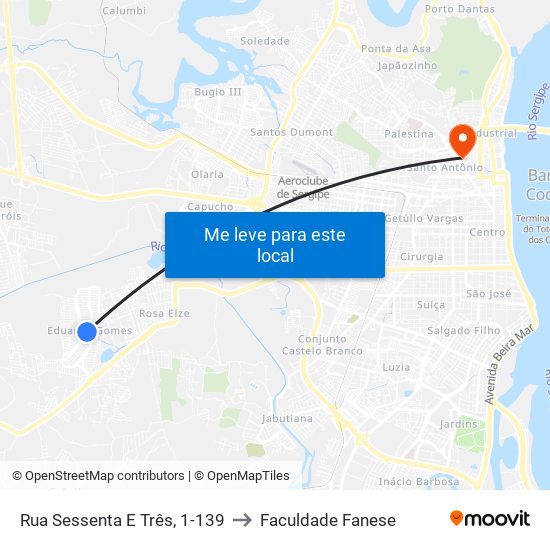 Rua Sessenta E Três, 1-139 to Faculdade Fanese map