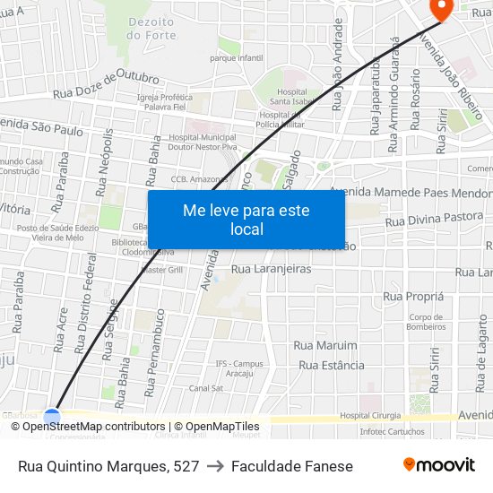 Rua Quintino Marques, 527 to Faculdade Fanese map