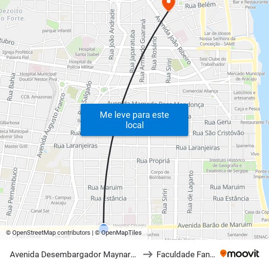 Avenida Desembargador Maynard, 455 to Faculdade Fanese map