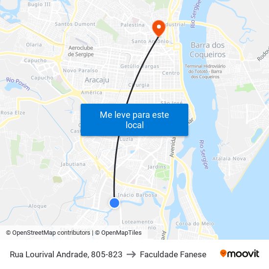 Rua Lourival Andrade, 805-823 to Faculdade Fanese map