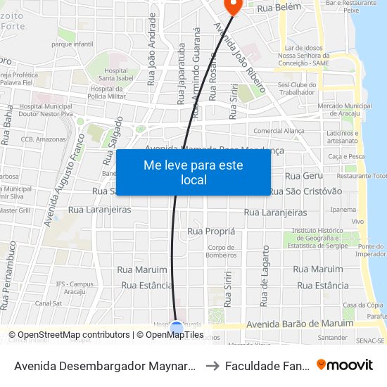 Avenida Desembargador Maynard, 201 to Faculdade Fanese map