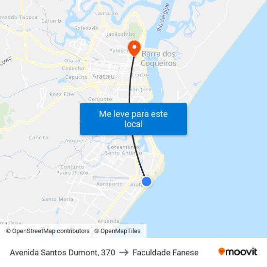 Avenida Santos Dumont, 370 to Faculdade Fanese map