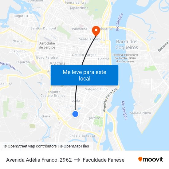 Avenida Adélia Franco, 2962 to Faculdade Fanese map