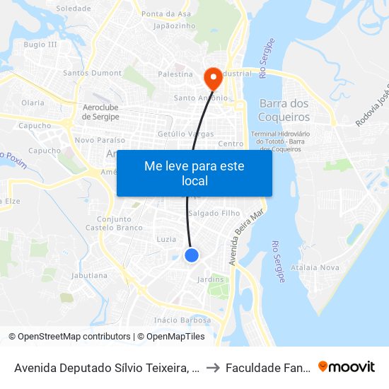 Avenida Deputado Sílvio Teixeira, 1283 to Faculdade Fanese map