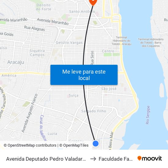 Avenida Deputado Pedro Valadares, 680 to Faculdade Fanese map