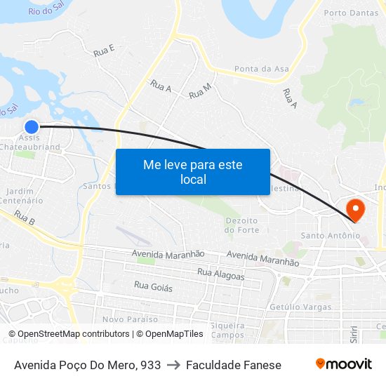Avenida Poço Do Mero, 933 to Faculdade Fanese map