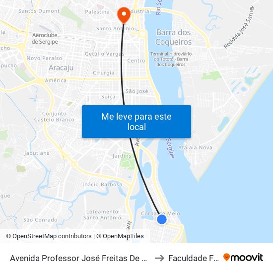 Avenida Professor José Freitas De Andrade, 2559 to Faculdade Fanese map