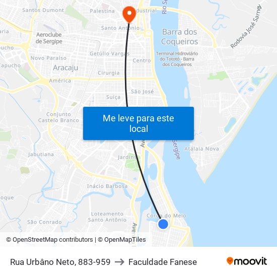 Rua Urbâno Neto, 883-959 to Faculdade Fanese map