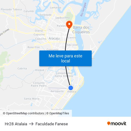 Hr28 Atalaia to Faculdade Fanese map