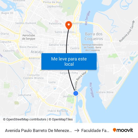 Avenida Paulo Barreto De Menezes, 2285 to Faculdade Fanese map