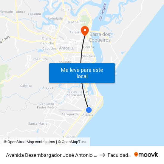 Avenida Desembargador José Antonio De Andrade Góis, 2020-2226 to Faculdade Fanese map