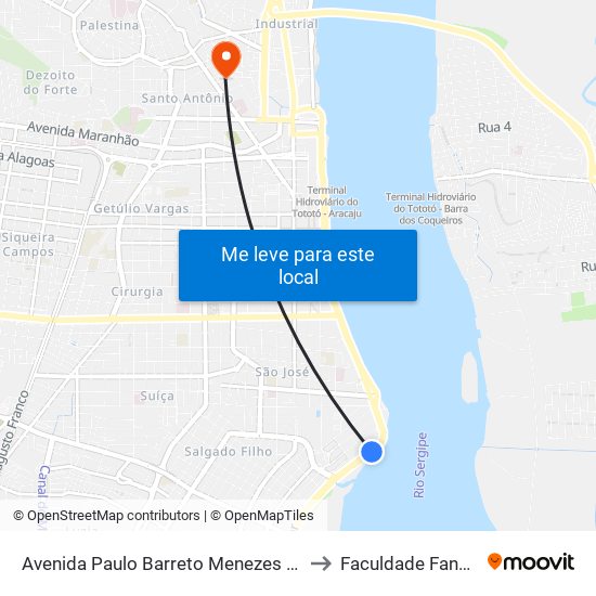 Avenida Paulo Barreto Menezes 452 to Faculdade Fanese map