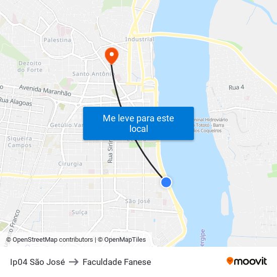 Ip04 São José to Faculdade Fanese map