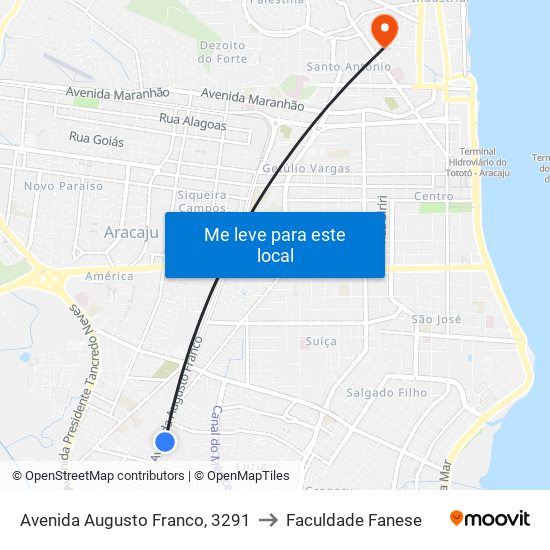 Avenida Augusto Franco, 3291 to Faculdade Fanese map