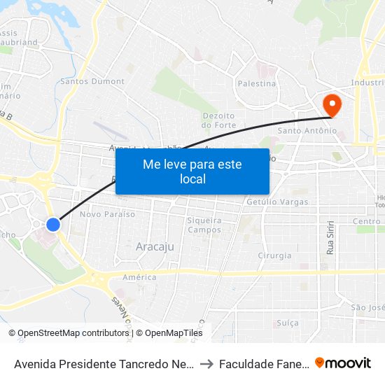 Avenida Presidente Tancredo Neves to Faculdade Fanese map