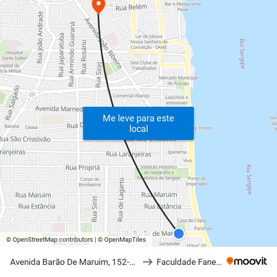 Avenida Barão De Maruim, 152-250 to Faculdade Fanese map