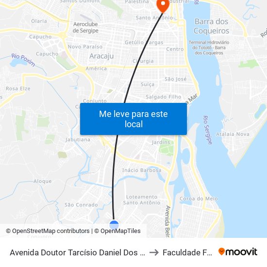 Avenida Doutor Tarcísio Daniel Dos Santos, 213 to Faculdade Fanese map