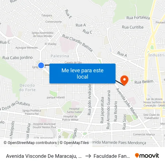 Avenida Visconde De Maracaju, 242 to Faculdade Fanese map