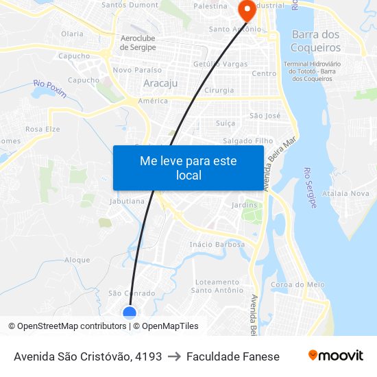 Avenida São Cristóvão, 4193 to Faculdade Fanese map