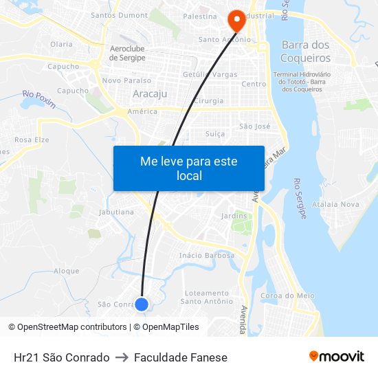 Hr21 São Conrado to Faculdade Fanese map