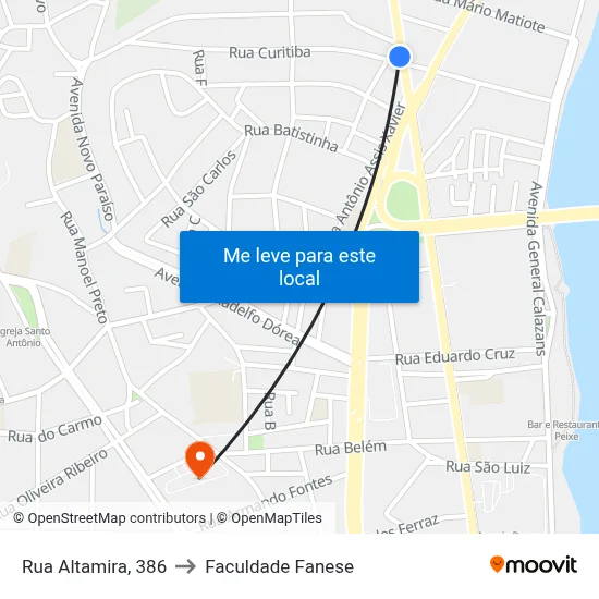 Rua Altamira, 386 to Faculdade Fanese map