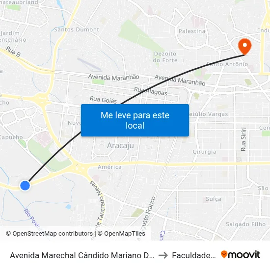 Avenida Marechal Cândido Mariano Da Silva Rondon, 1334 to Faculdade Fanese map