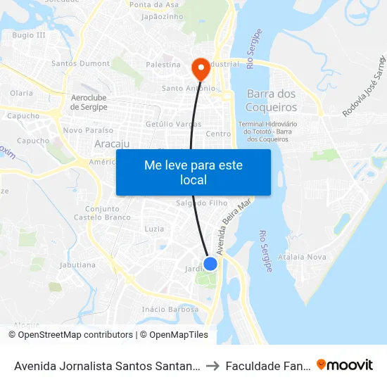 Avenida Jornalista Santos Santana, 230 to Faculdade Fanese map