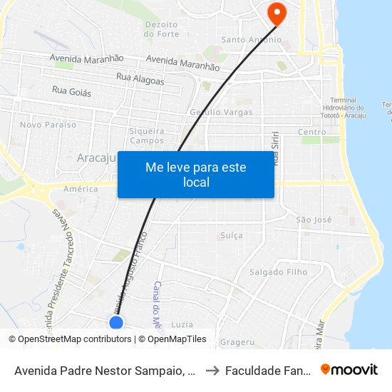 Avenida Padre Nestor Sampaio, 3253 to Faculdade Fanese map