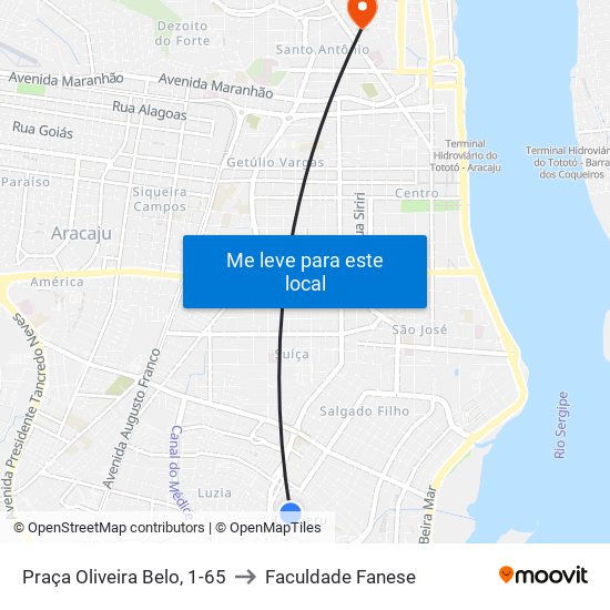 Praça Oliveira Belo, 1-65 to Faculdade Fanese map