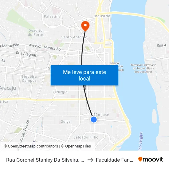 Rua Coronel Stanley Da Silveira, 155 to Faculdade Fanese map