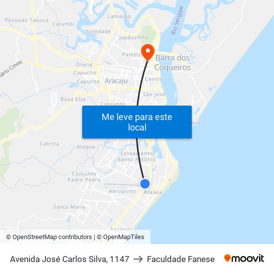 Avenida José Carlos Silva, 1147 to Faculdade Fanese map