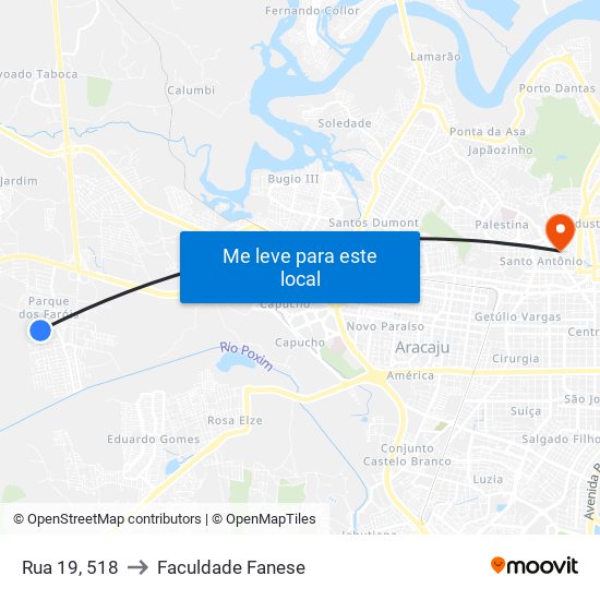 Rua 19, 518 to Faculdade Fanese map