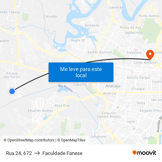 Rua 24, 672 to Faculdade Fanese map