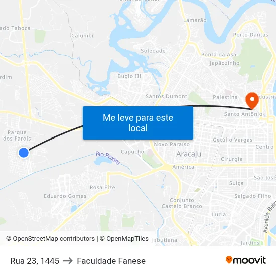 Rua 23, 1445 to Faculdade Fanese map