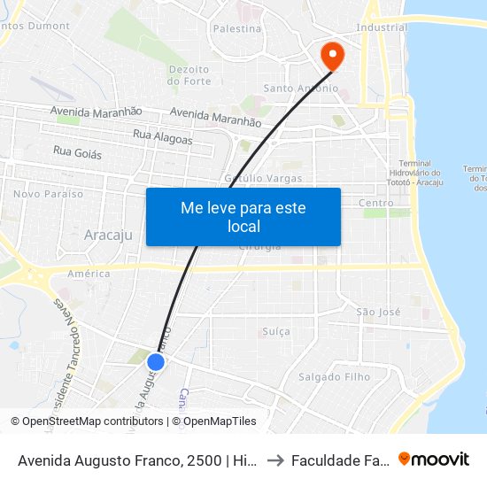 Avenida Augusto Franco, 2500 | Hiper Sales to Faculdade Fanese map