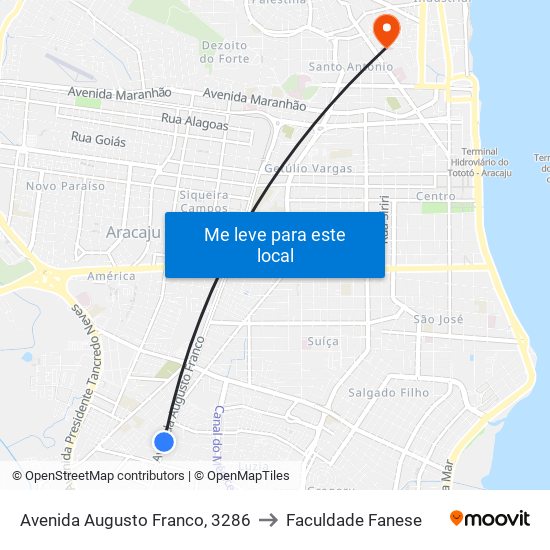 Avenida Augusto Franco, 3286 to Faculdade Fanese map