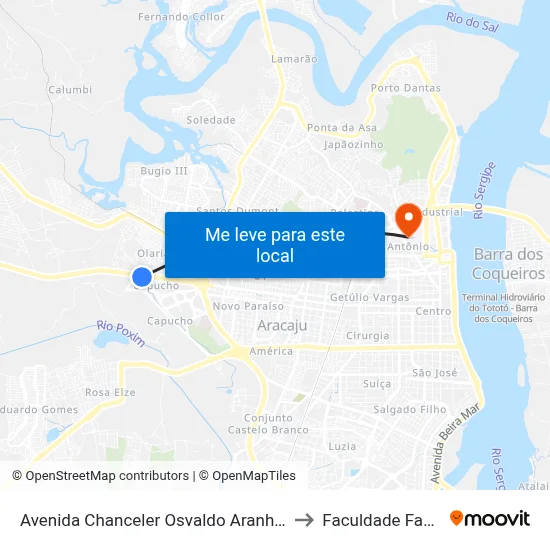 Avenida Chanceler Osvaldo Aranha 2847 to Faculdade Fanese map