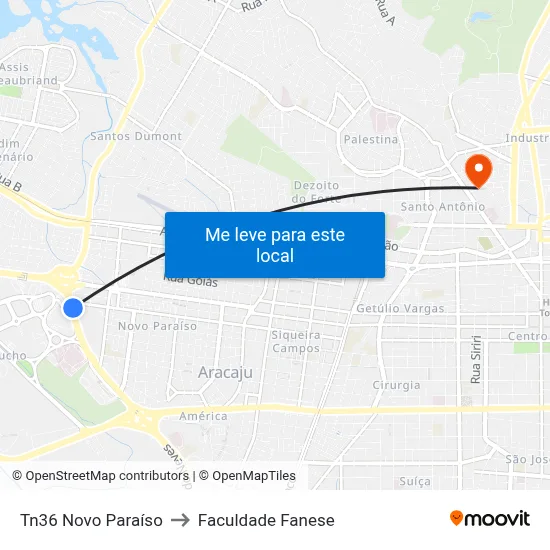 Tn36 Novo Paraíso to Faculdade Fanese map