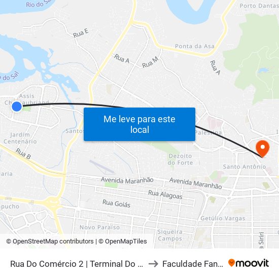 Rua Do Comércio 2 | Terminal Do Bugio to Faculdade Fanese map