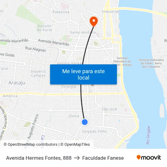 Avenida Hermes Fontes, 888 to Faculdade Fanese map